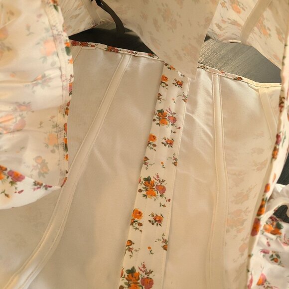 Corset Story Bustier Top Foral Hook Front Tie Back UK 24 US 20 NEW Coquette - Picture 9 of 11